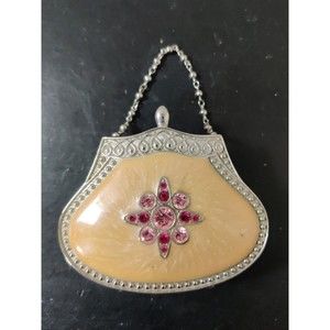 Partylite Purse Jeweled candle holder hinged box shape of handbag Mirror Inside!